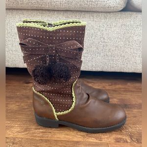 Naartjie boutique Nessa embroidered polka dots brown boots size 2Y